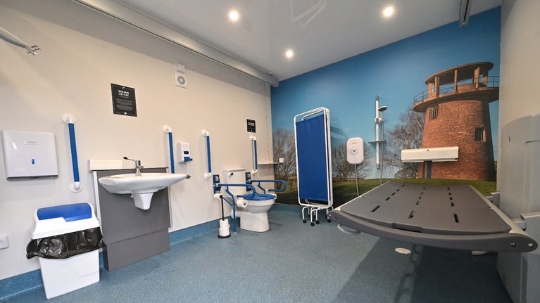 Inside the Changing Place facility at Staunton Harold, Derbyshire